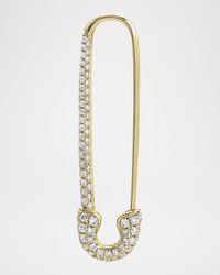 18K Yellow Gold Extra Large Diamond Safety Pin Earring, Single (Right)