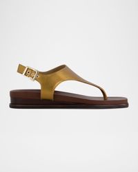 Concord Metallic Leather Wedge Sandals