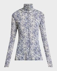 Audrey Printed Jersey Turtleneck