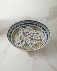 Blue and Green Pavoes Serving Bowl