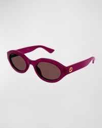 GG Plastic Oval Sunglasses