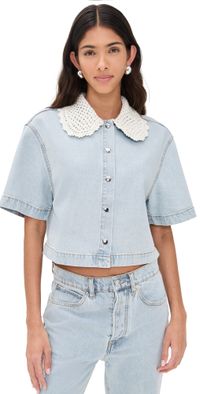 FRAME The Crochet Collar Shirt Florida L