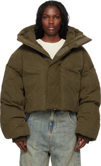 Entire Studios Blouson matelassé MML kaki rembourré en duvet à capuche
