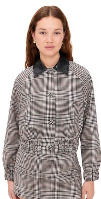 LE BOP Winnie Button Jacket Tan Plaid M