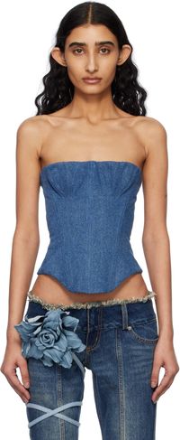 Fancì Club Blue Upcycled Bella Denim Corset