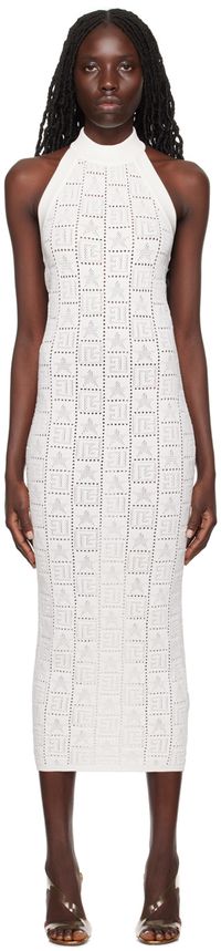 Balmain White Halter Midi Dress