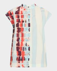 Adele Short-Sleeve Textured Blouse