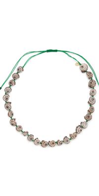 Clare V. Checker Shell Necklace Cream/Black One Size