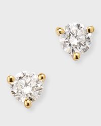18K Yellow Gold Round Diamond Stud Earrings, 0.50tcw