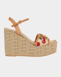 VLogo Cherry Jacquard Raffia-Wedge Espadrilles