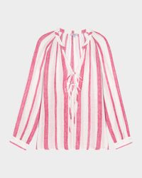 Brielle Stripe Linen-Blend Blouse