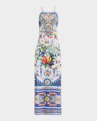 Tiles Darls High-Neck Maxi Dress
