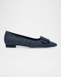 Maysale Chambray Flat Ballerina Pumps
