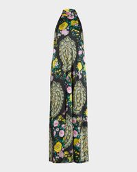 Genesis Neck-Tie Paisley Maxi Halter Dress