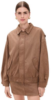 Lioness Kenny Faux Suede Bomber Jacket Coffee XXXXL