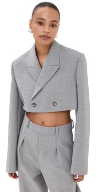 WARDROBE. NYC Crop Blazer Grey Marl L