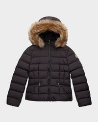 Girl's Bodette Puffer Jacket W/ Dyed Shearling Hood, Size 8-14