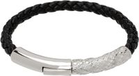 Burberry Silver & Black Check Leather Bracelet