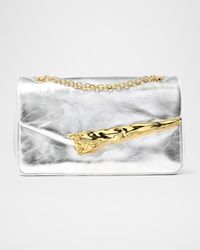 The Angular Metallic Leather Shoulder Bag