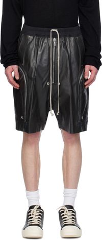 Rick Owens Black Hollywood Bauhaus Bela Leather Shorts