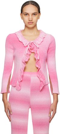 MSGM Pink Self-Tie Cardigan