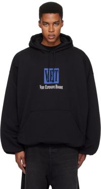 VETEMENTS Black 'VET' Cropped Boxy Hoodie