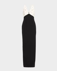 Crystal Colorblock Crepe Column Gown