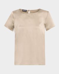 Short-Sleeve Crewneck Satin Tee