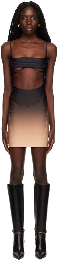 Mugler Black & Brown Dégradé Minidress