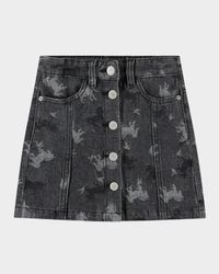 Girl's Bera Printed Denim Mini Skirt, Size 7-14