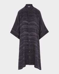 Collarless Short-Sleeve Kaftan Shirt (Very Long Length)