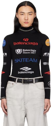 Balenciaga Col roulé ajusté noir à manches longues - Skiwear