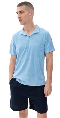 Onia Towel Terry Johnny Collar Polo Air Blue S