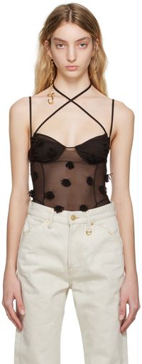 JACQUEMUS Brown Le Raphia 'Le Body Ilha' Bodysuit