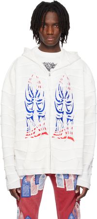 Who Decides War White Winged Glory Wavelength Zip Up Hoodie