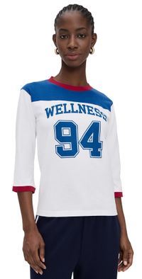 Sporty & Rich Wellness 94 Long Football Tee White/Ruby/Team Blue S