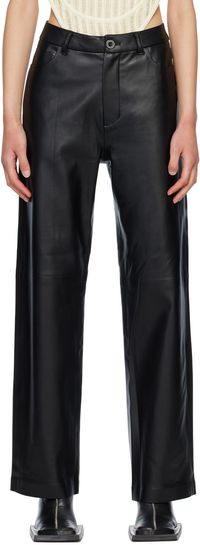 Holzweiler Black Neptune Faux-Leather Trousers