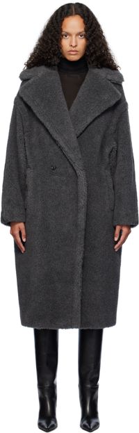 Max Mara Gray Teddy1 Faux-Fur Coat