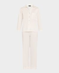 Cropped Cotton Sateen Pajama Set