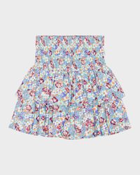 Girl's Bonita Floral-Print Smocked Skirt, Size 7-16