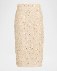 Floral Embroidered Silk Midi Skirt