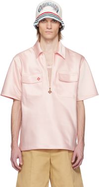 Casablanca Pink Satin Quarter Zip Shirt