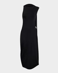 Sleeveless Twisted Drape Backless Midi Dress