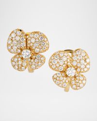 18K Yellow Gold Flower Earrings with Diamonds