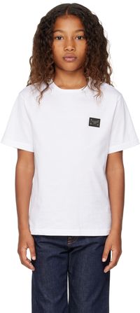 Dolce&Gabbana Enfant | T-shirt blanc en jersey à plaque à logo