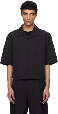 AMOMENTO Black Pocket Half Shirt