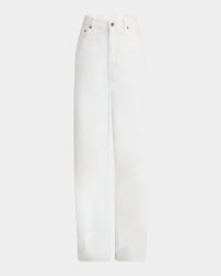 High-Rise White Denim Wide-Leg Palazzo Pants