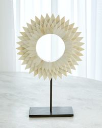Small Three Layer Bone Sunburst Mounted Ring Sculpture