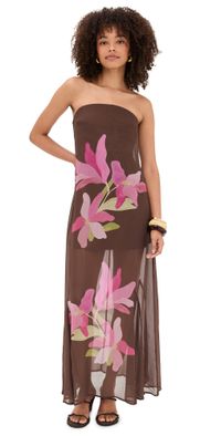 The Wolf Gang Waterlily Lupa Strapless Maxi Dress Waterlily XS