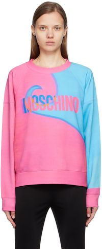 Moschino Pull molletonné rose et bleu à imprimé